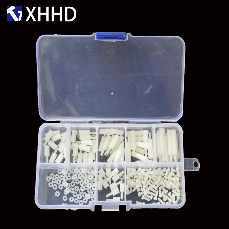 

M2 White Hex Nylon Column Male Female Standoff Pillar Thread Plastic Hexagon PCB Motherboard Screw Nut Set Assortment Kit Box