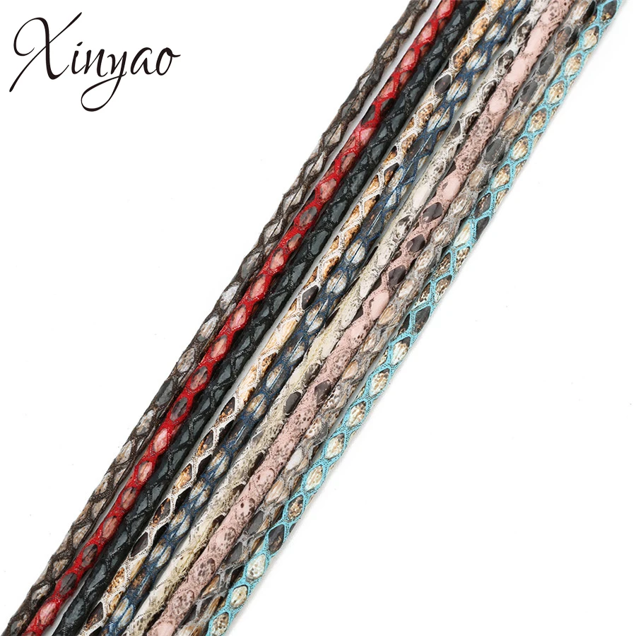

XINYAO 5Yards/lot Leopard Print PU Braided Leather Cords 3mm Width Flat Leather String Cord For Diy Bracelet Jewelry Making