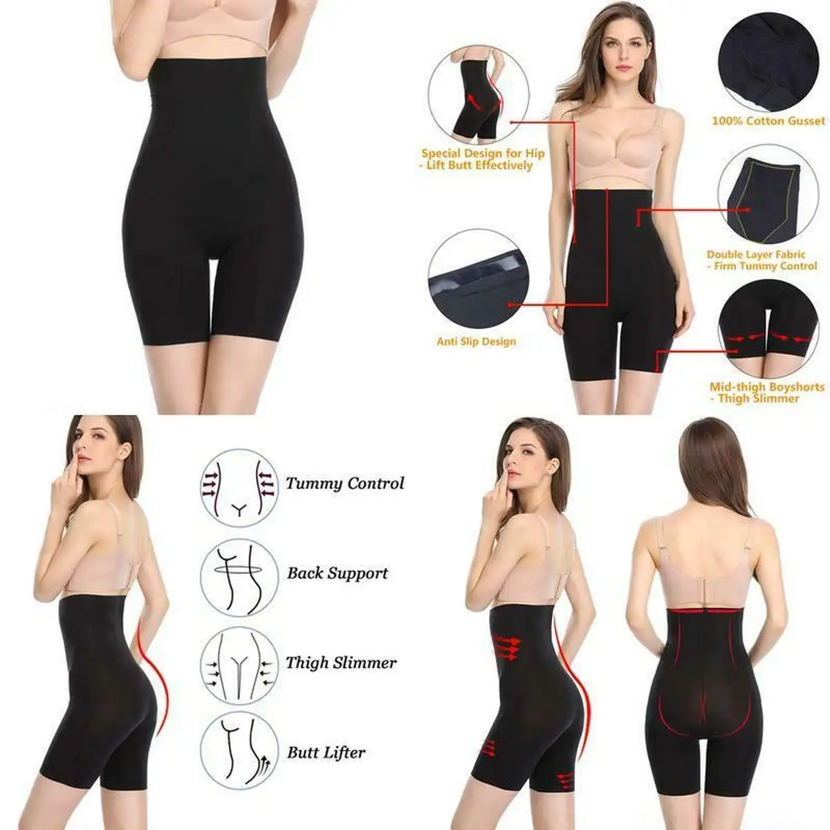 

Joyshaper High Waist Panties Slimming Underwear Tummy Control Shapewear Shorts for Women Butt Lifter Boyshort Thigh Slimmer