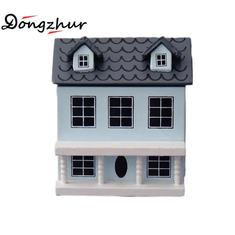 

Dongzhur Mini Doll Dollhouse Miniature Lovely Villa Dollhouse Wooden House Toys For Doll Birthday Gift Blue Craft Model Dropship