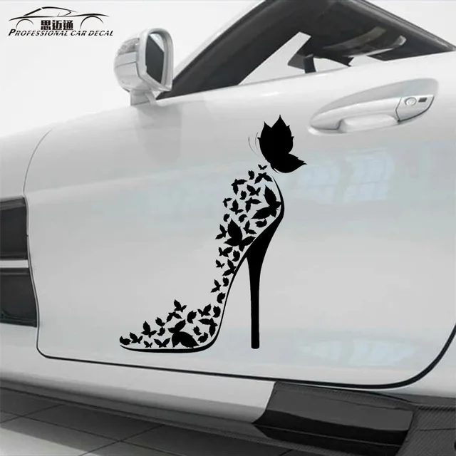 Car styling decals Car Stickers fashion women high heels butterfly