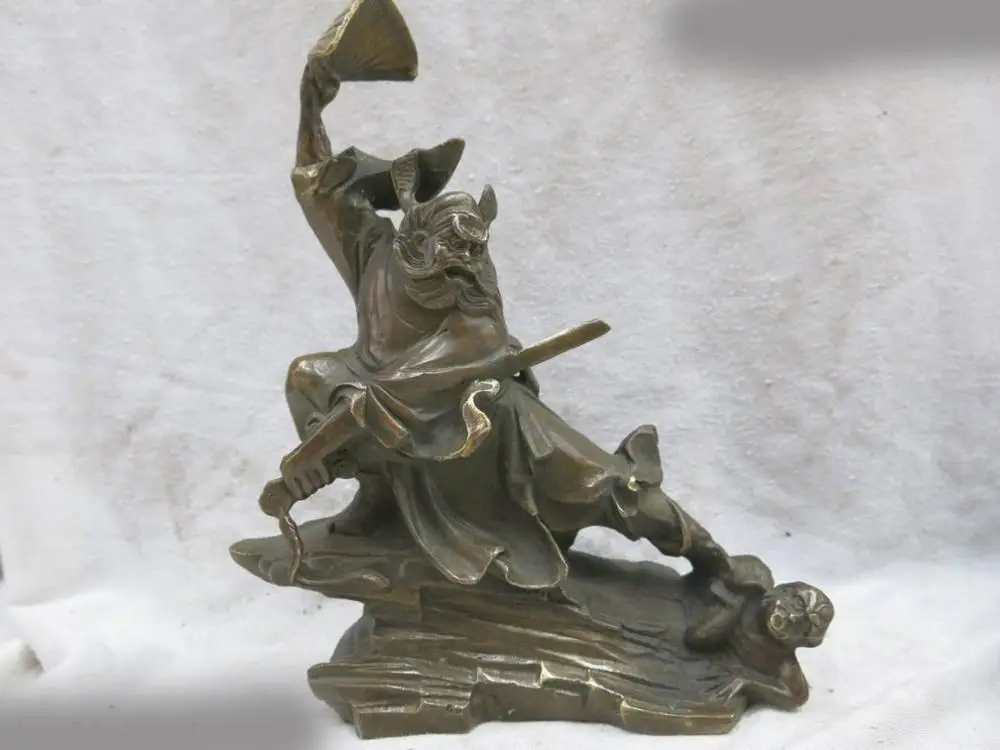 

DS 8" China brass copper Feng Shui Lucky ward Zhong Kui demon Sculpture Statue