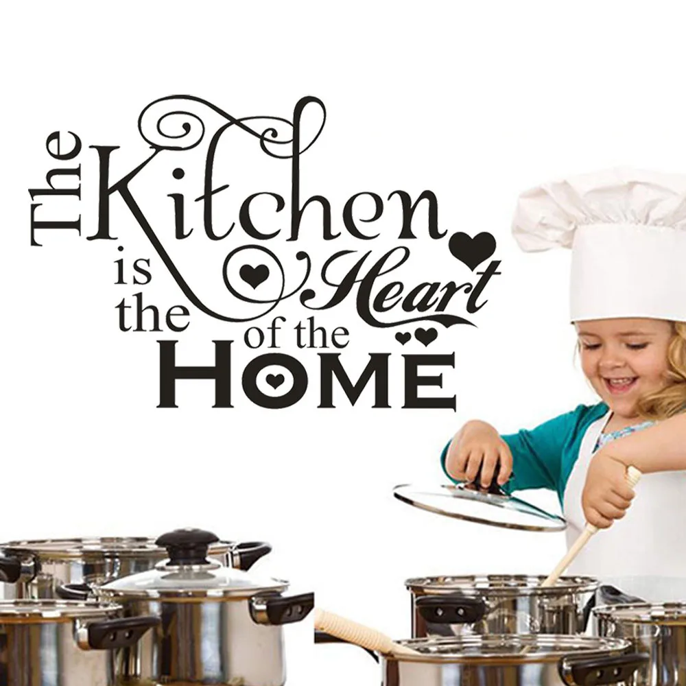 The kitchen Is The Heart Removable Art Vinyl Mural Home Room Decor Wall