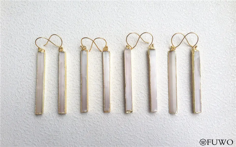 Natural Selenite Crystal Blade Earrings 9