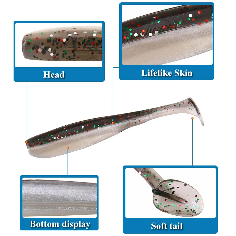 20 шт. 6,5 см 1,9 г рыболовные приманки, наживки легко Плавание приманки мягкая силиконовая приманка двойной Цвет искусственный Карп Мягкая приманка для карпа на рыбалку