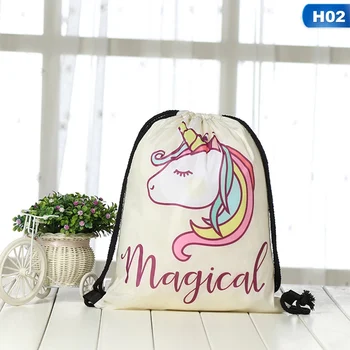 

Pink Unicorn Softback Backpack Boy Girl Oxford Fabric Drawstring Bag Kids Favors Gifts for Birthday Party Decoration