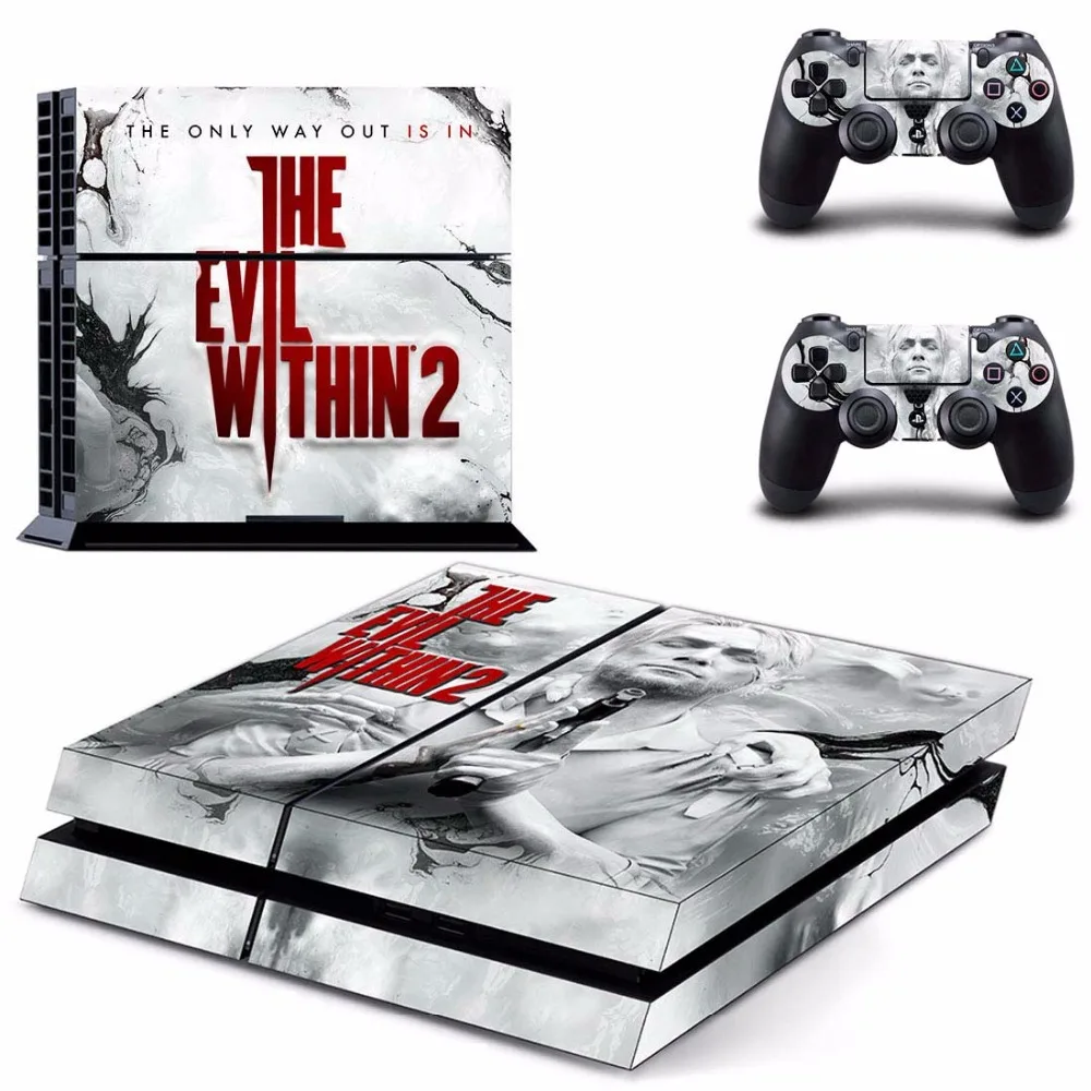 Виниловая Наклейка для PS4 EVIL inside 2 для консоли sony playstation 4 и двух шкуров контроллера