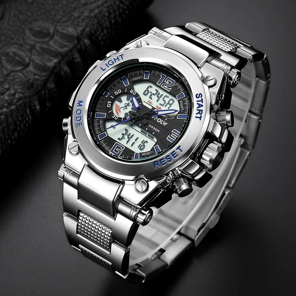Montre homme Sports LED Horloge à quartz numérique