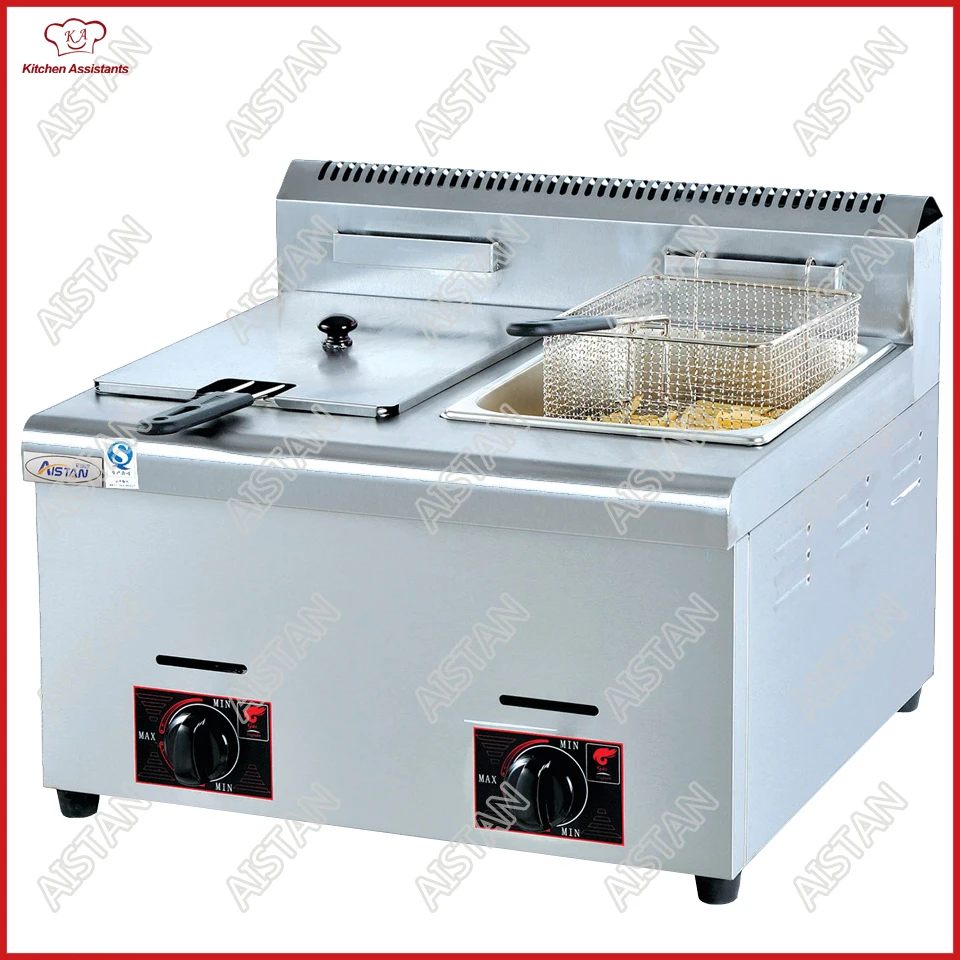 

GF71/72 commercial counter top lpg gas deep potato large capacity fish fryer with baskets 6+6 Liters
