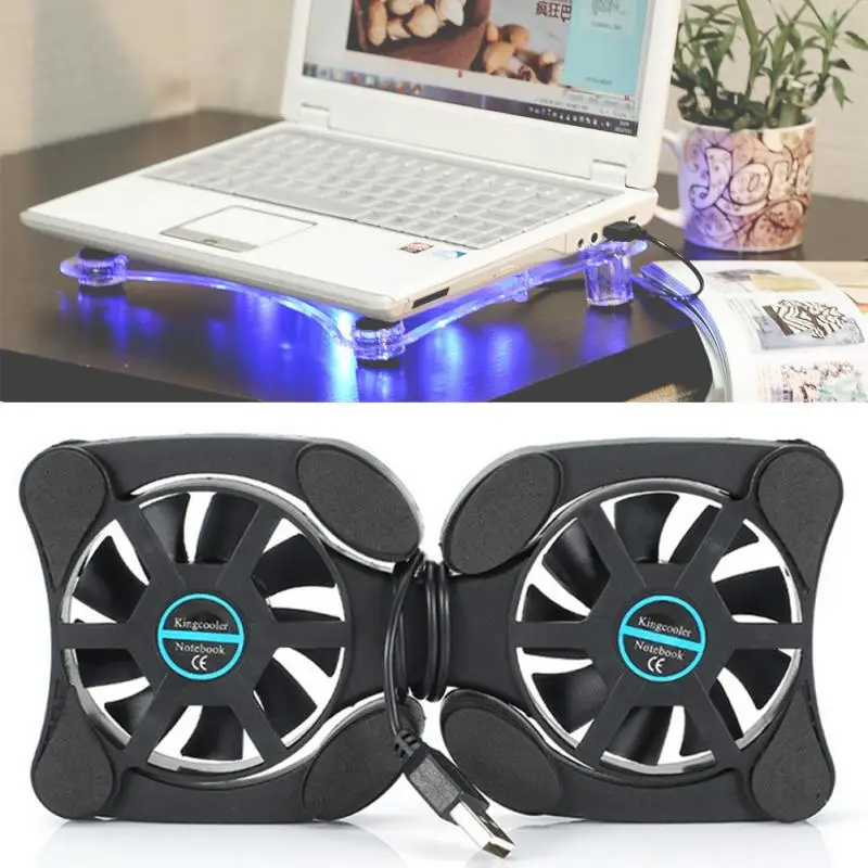 

USB Cooler Notebook Radiator Collapsible Heat Dissipation Fan Notebook Cooling Base Small Laptop Supplies Two 70MM Fans #25