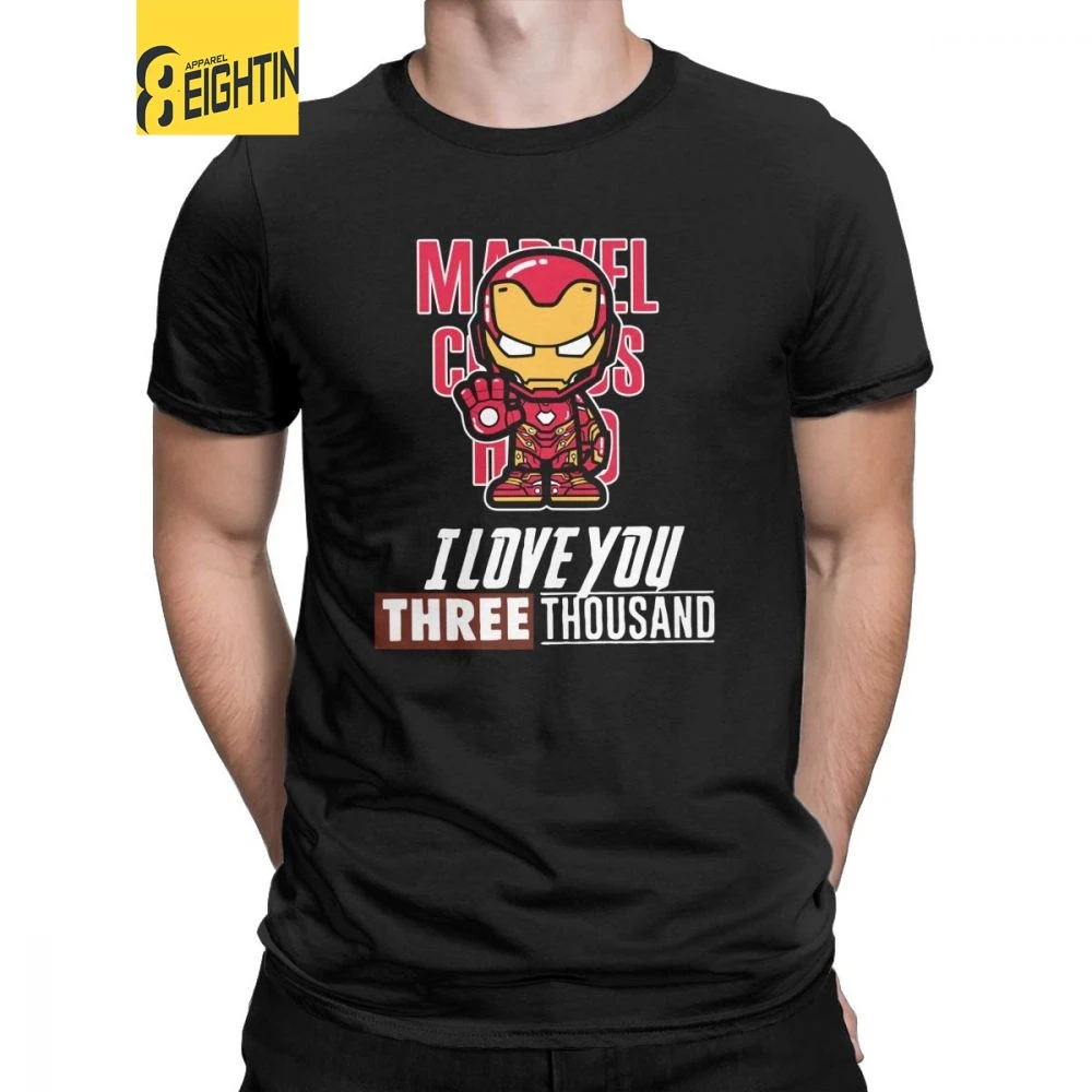 

Men's Iron Man T-Shirts Tony Stark I Love You Three Thousands T Shirts Avengers Super Hero Marvel Cotton Short Sleeve Tee Shirt