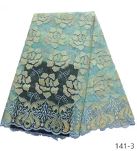2019 African lace fabric with Stones french lace fabric Aqua green tulle Nigerial laces fabrics for 5 yards/piece 141