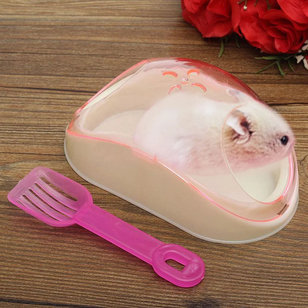 Милые, прозрачные пластиковые животное Хомяк Мышь ванная комната песок для туалета коробка для унитаза с лопатой хомяк грызунов клетка для мышей - Цвет: PK