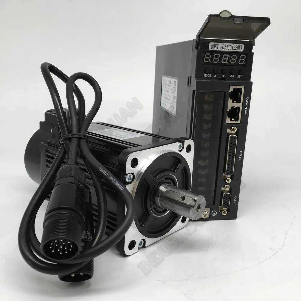 

Free Shipping ! 750w 0.75kw AC Servo NEMA32 80mm 220V 2.4Nm 3000r/min Modbus RS485 Motor Drive 3m Cables Kits for CNC