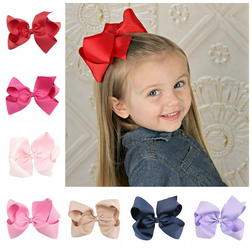 20 Colors 6 Inch Big Ribbon Bow Hairpin Girls Bow Clips Kid Hair Clip ...