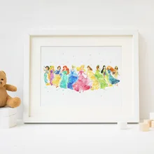 Коллекция «Принцесса», картина с принтом для девочек, акварельный плакат с принтом, детская комната, Декор, зонтик, детский художественный Подарок, Идея на стену