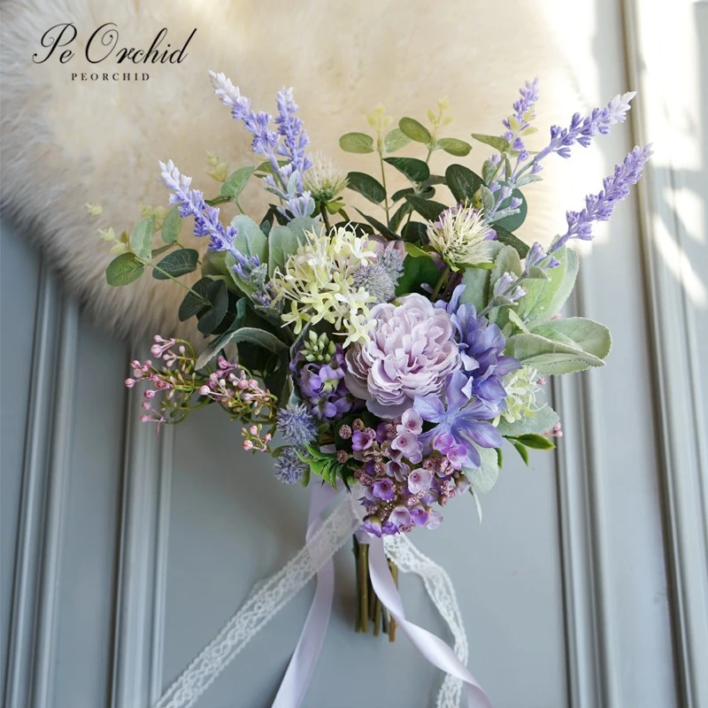 PEORCHID Artificial Folhas Verdes de Eucalipto Lavanda Roxo Buquê De  Casamento Buquê Da Noiva Mão Flor de Noiva Da Dama de Honra Para  2019|Buquês de casamento| - AliExpress