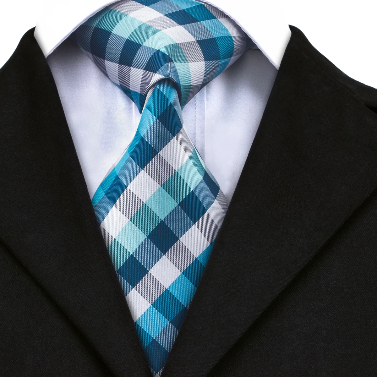 DN-1418 классические синие галстуки в клетку для мужчин высокого качества 100% Шелковый мужской галстук деловой мужской строгий костюм галстук