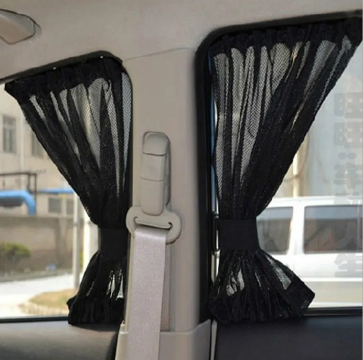 1 Pair Black Car Sun Shade Curtain Suction Cup UV Protection Side
