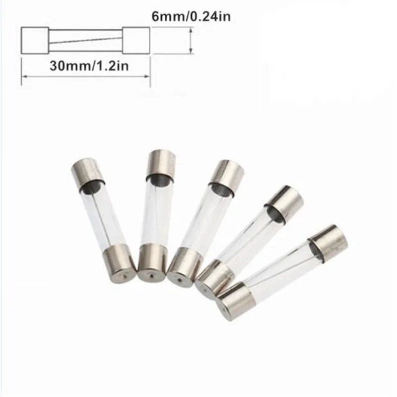

LUOHONGDA 10Pcs 6*30 Glass Fuse Quick Blow Acting Tube Fast-Blow Fuse 250V 1A 2A 3A 4A 5A 6A 8A 10A 15A 20A AMP Tube Fuses