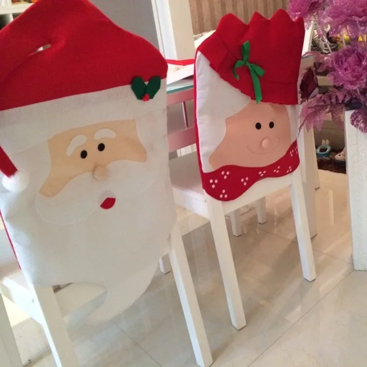 Details about   Christmas Decorations SantaSnowman Chair Cover Back Covers  XmasTable Decors 