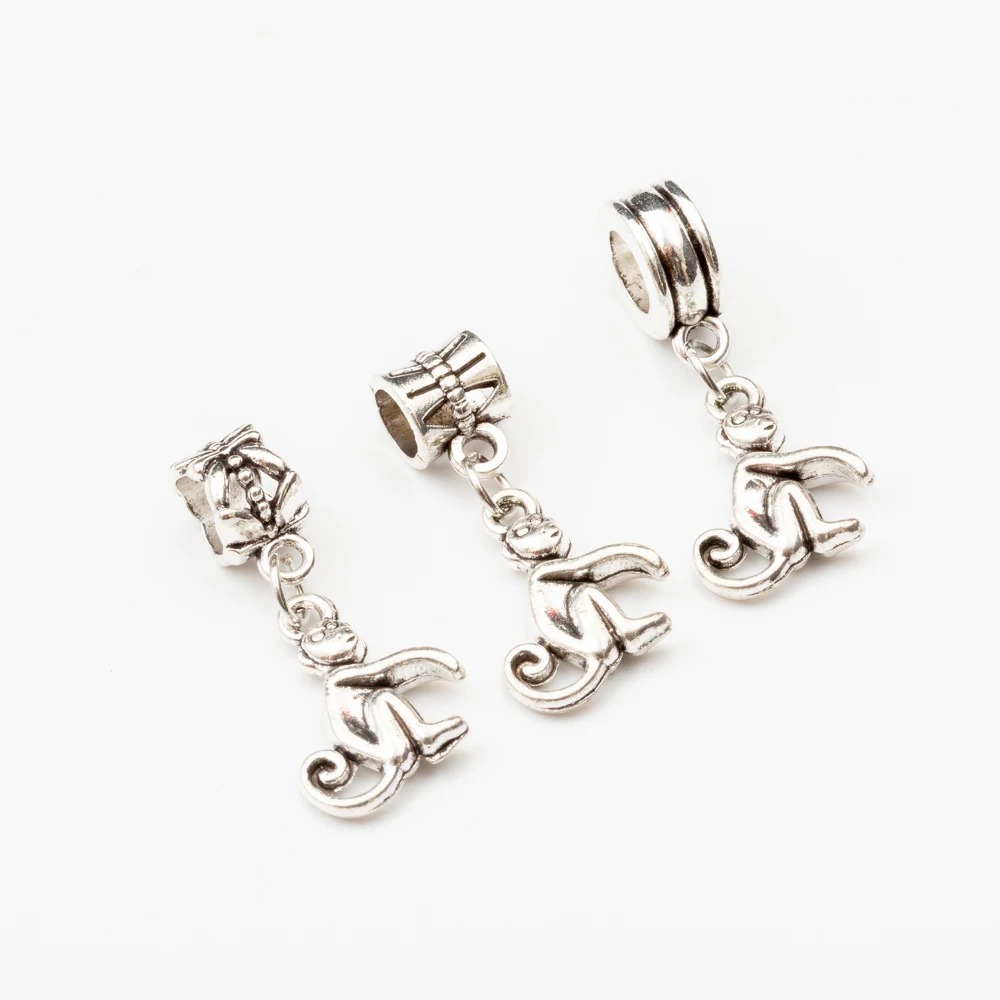 

10pcs monkey European Bead Vintage Silver Charms fit for pandora style Bracelets Necklace DIY Metal Jewelry Making JA600050