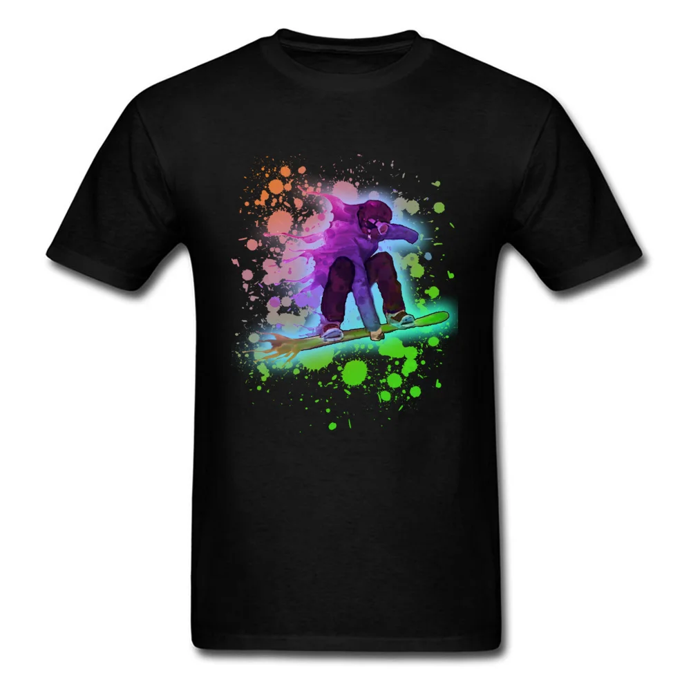 

2018 Popular T Shirt Men O Neck T-shirt Neon Rainbow Paint Splatter Snowboarder Tshirts NEW YEAR DAY O Neck 100% Cotton Clothes
