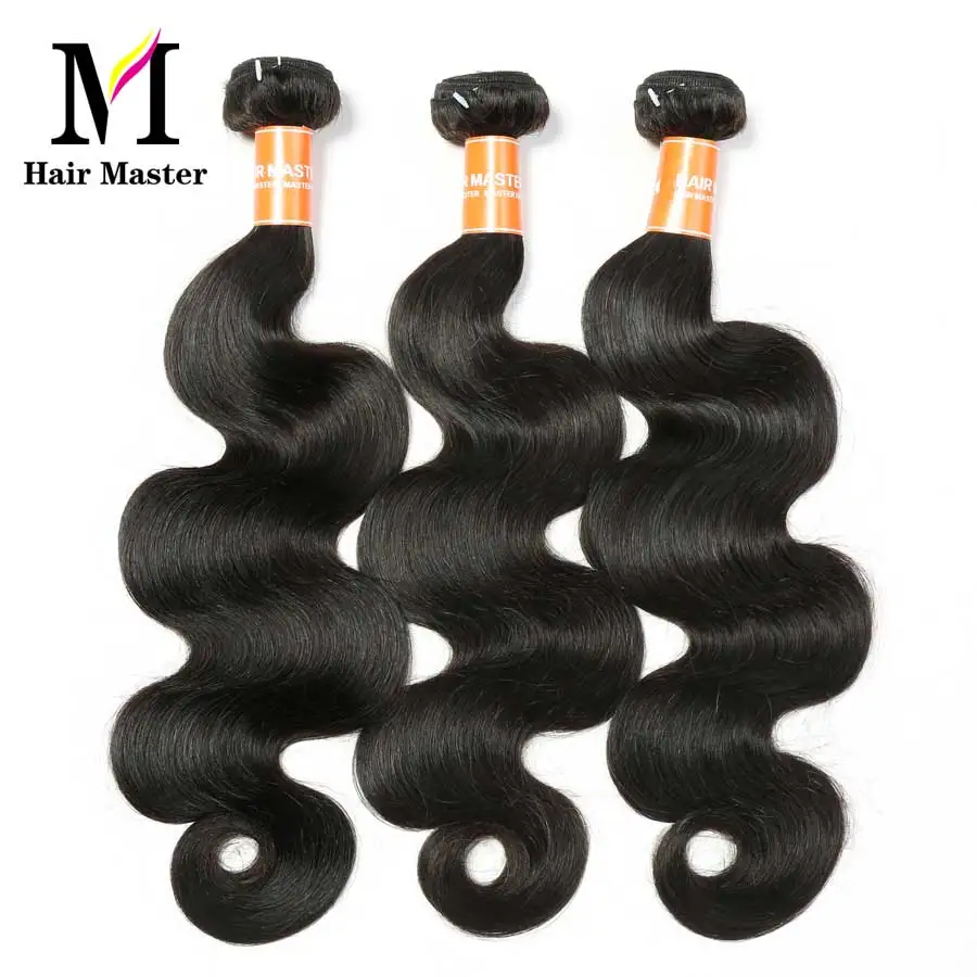 

Hair Master Indian Hair Bundles 100% Remy Human Hair Weave 8-28 Inch Bundles Nature Color Body Wave Bundles 3 Bundles