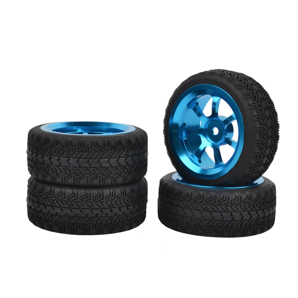 

4PCS 1:10 Aluminum Alloy Wheel Rims with Rubber Tires for HPI HSP On Road Racing Car