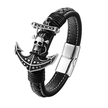 Bracelet Cuir Homme Avec Ancre