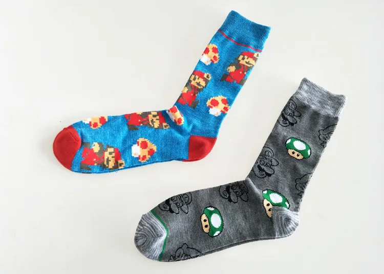 Носки с принтом игры «Super Mario Bros»; забавные Веселые мужские хлопковые носки с грибами; мягкие удобные дышащие впитывающие пот носки; calcetines hombre