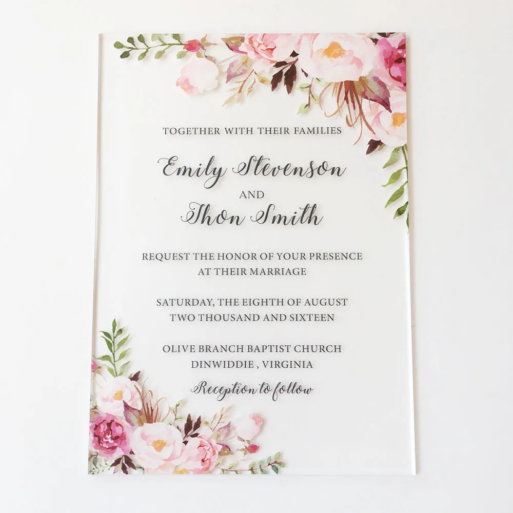  Customized Sample Rustic Watercolor Style 5x7inch Acrylic Wedding Invitation Card(One Piece Only) - 32864462628