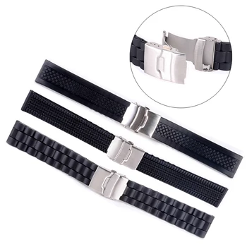 

3Styles Sports Watch Band 20mm 22mm 24mm Soft Silicone Rubber Strap Steel Buckle Bracelet Wrist WatchBand watch accessories
