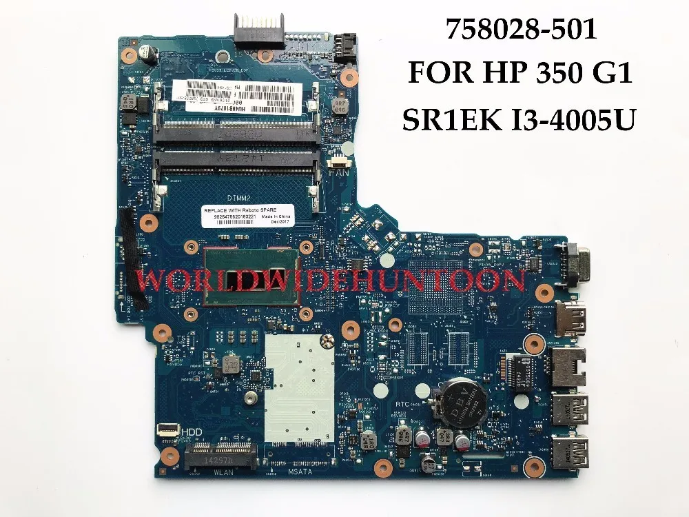 Высококачественная материнская плата для ноутбука HP 350 G1 758028-501 I3-4005U HM86 GMA HD4400 DDR3L