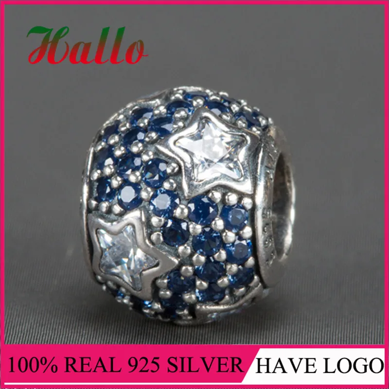100% 925 Sterling Silver Heart Charm With Nature Star Cubic Zirconia Fit European Style Charms Bracelets Berloque | Украшения и