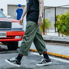 Японский лавочник комбинезоны Мужская ветер свободные штаны Свободные прилив прямой крой брючин Штаны брюки