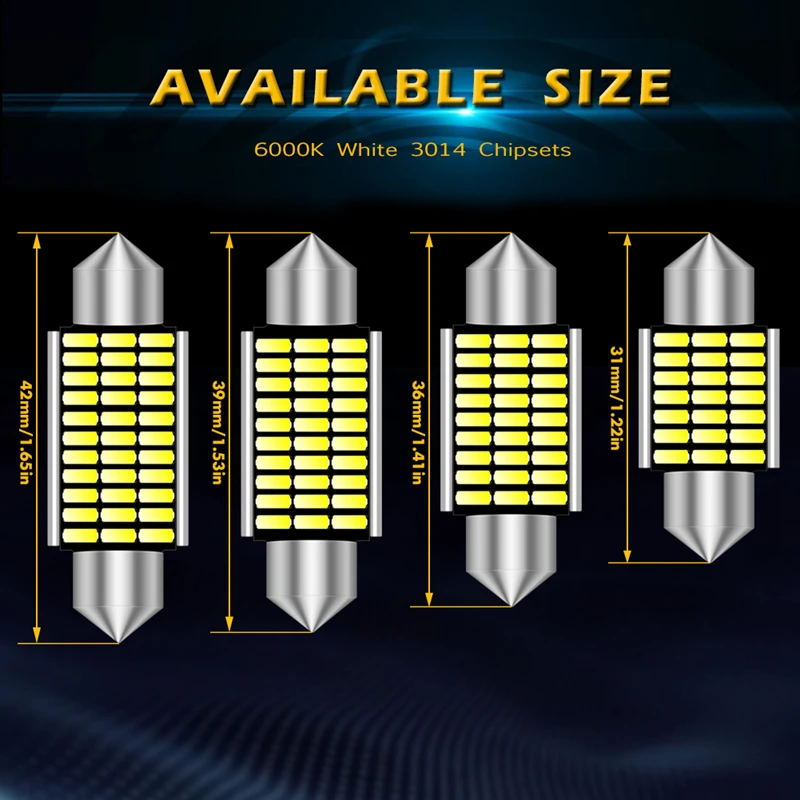 Katur 2 шт. C5W гирлянда светодиодный CANBUS 31 мм 36 мм 39 мм 41 мм Автомобильный купольный светильник без ошибок Автомобильная внутренняя лампа для чтения номерного знака