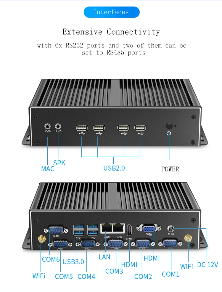 Small Fanless Mini Itx Computer Intel Core i5 4200U Barebone System with Dual Lan Desktops 4K Gamer Pc