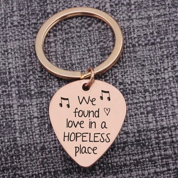 

Musician Keychain Guitar Pick Music Lover Keepsake We Found Love In A Hopeless Place Piece Tag Bag Charm Key Ring Souvenir