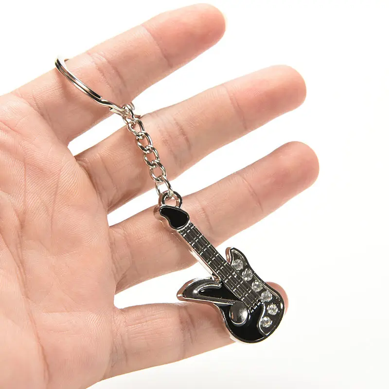 Guitar Keychain 1PC Unisex Sliver Guitar Key chain classic Buckle Car