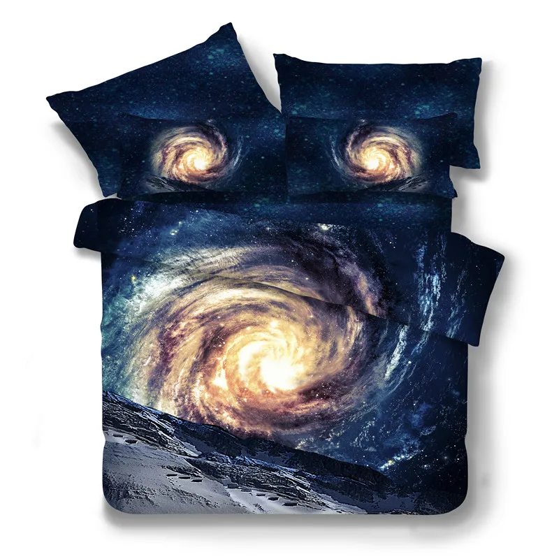 

Hot sale Set 3D Planet Star Duvet Cover Set Flat Sheet And Pillow Cases Galaxy Bedspread Mattress Cover Queen size Bedding