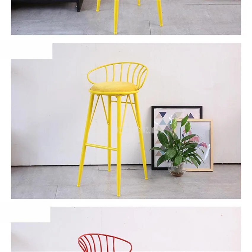 Creatove современный декоративный Железный арт барный стул с металлической подкладкой для отдыха кофейный стул на стойке 4 ноги высокий табурет мягкая подушка сиденья