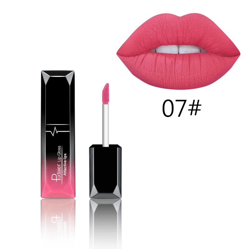 

Pudaier Waterproof Lip Gloss Matte Liquid Lipstick Long-lasting Lipstick Cosmetics Makeup Nude Purple Black Rose 21 Colors