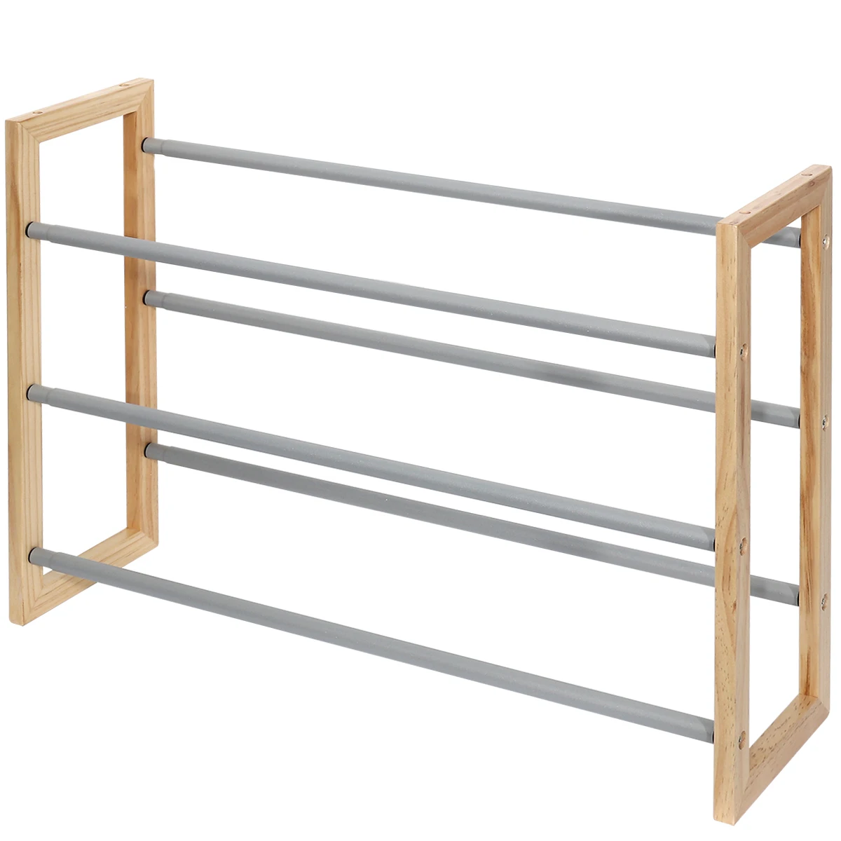 

HOMEMAXS 3-Tier Expandable Shoe Rack Stackable Shoes Shelf Retratable Rods Shoes Storage Organizer