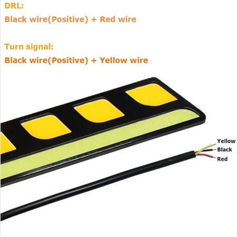 2pcs/set White+Amber COB LED Car DRL Daytime Running Light Fog Driving Lamp