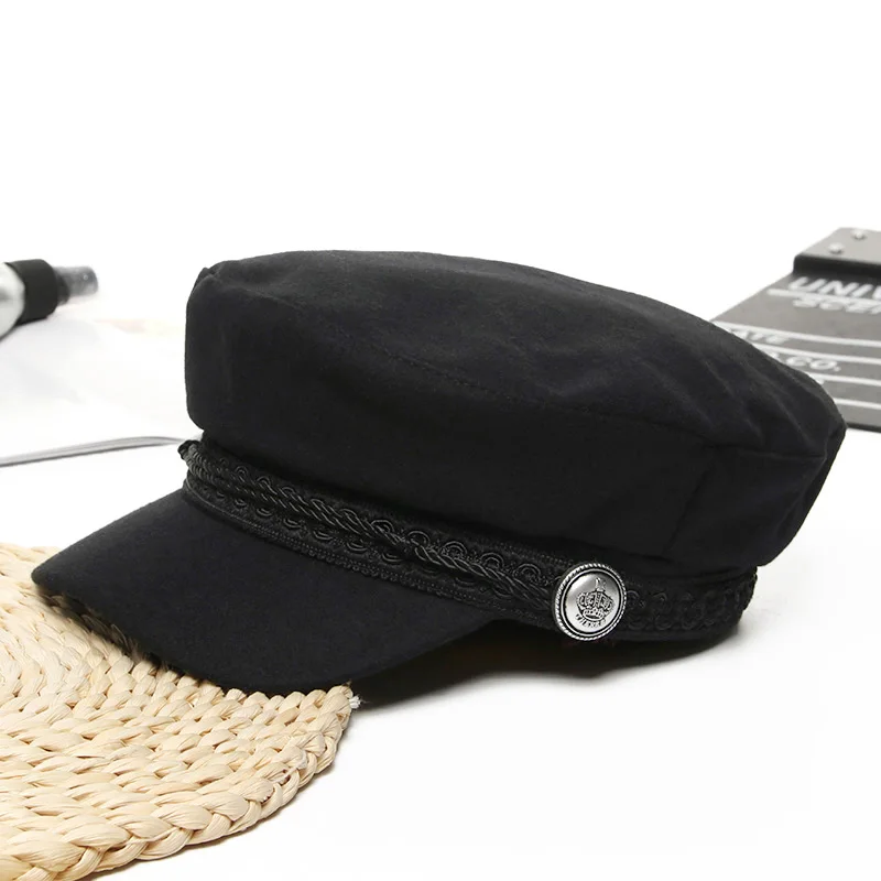 Women Baseball Cap Hats For Women Winter Octagonal Fashion French Wool Baker's Boy Hat Cap Female Black Streetwear Caps