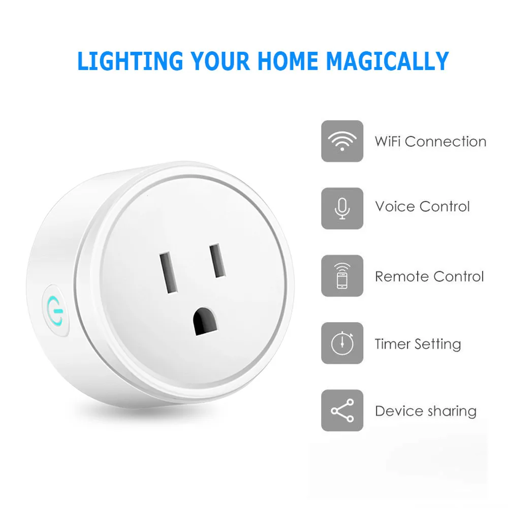 1/2/3/4 шт. Беспроводной Smart Plug интеллигентая(ый) Wi-Fi розетка стандарта ЕС, США, Великобритании Мощность розетка дистанционного Управление совместим с Google Home, Alexa IFTTT