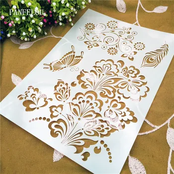 

Butterfly bush scrapbook stencils spray plastic mold shield DIY cake hollow Embellishment printing lace ruler valentine