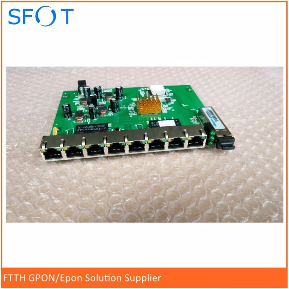 

PCB board, PD with 8 ethernet ports, reverse POE optical network EPON ONU, 8 ports PCB board