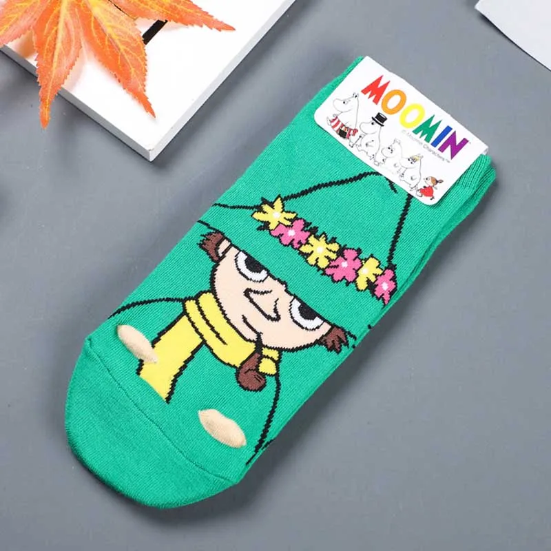 Новинка года; милые носки для костюмированной вечеринки с героями мультфильма «Муми-долина» модные классические забавные короткие носки; цвет зеленый, красный, черный, белый; 1 пара